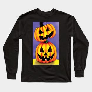 Halloween Scary Evil Pumpkin Funny Pumpkin Head Long Sleeve T-Shirt